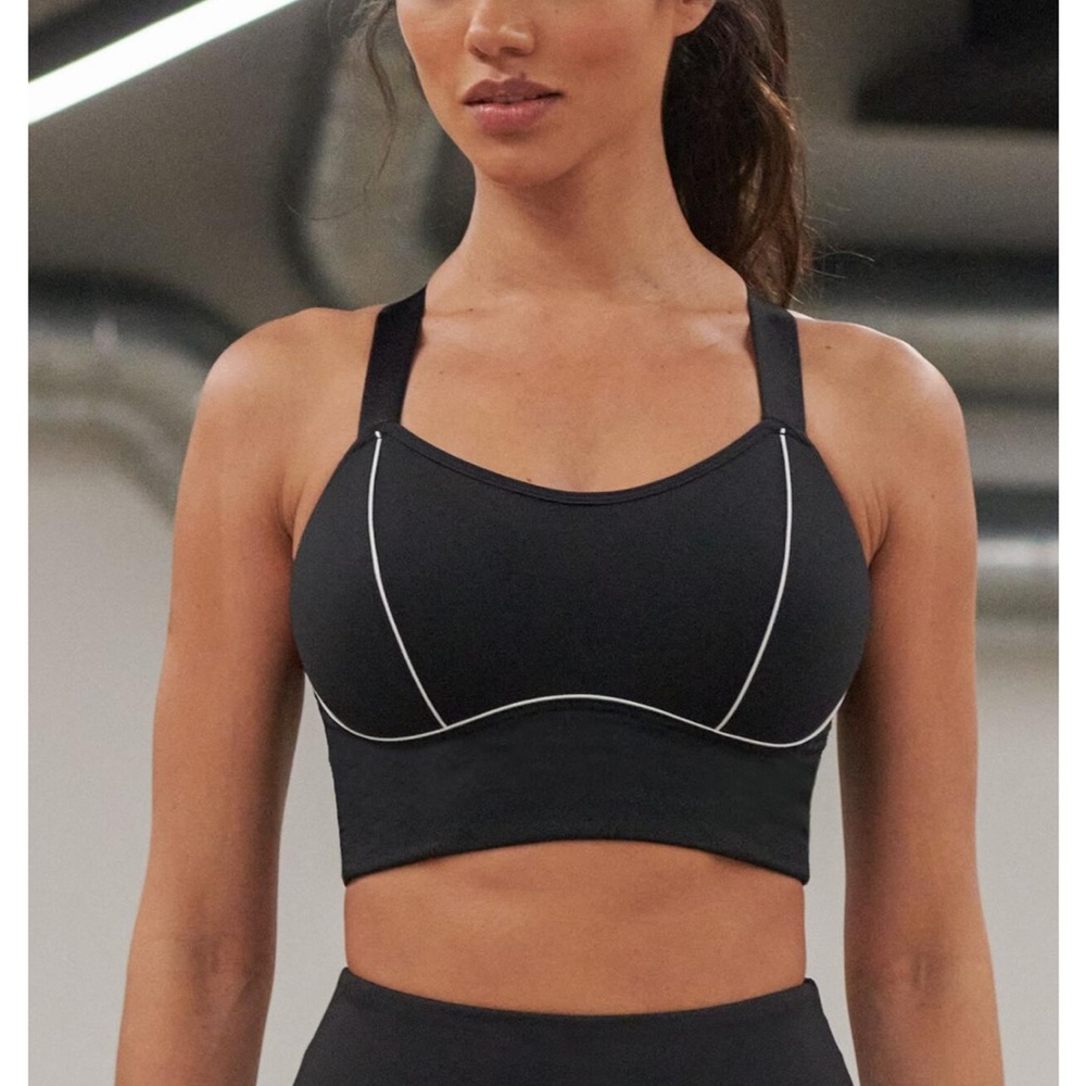 Pour Moi Energy Pulse Black Sports Bra with White Accents